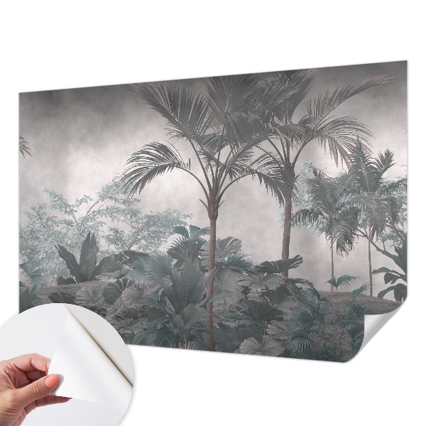 Self-adhesive wall mural with an exotic nature motif