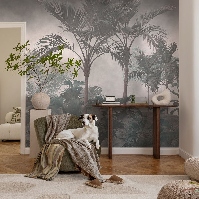 Self-adhesive wall mural with an exotic nature motif