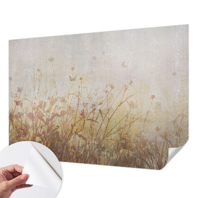 Self-adhesive wall mural with a meadow harmony motif