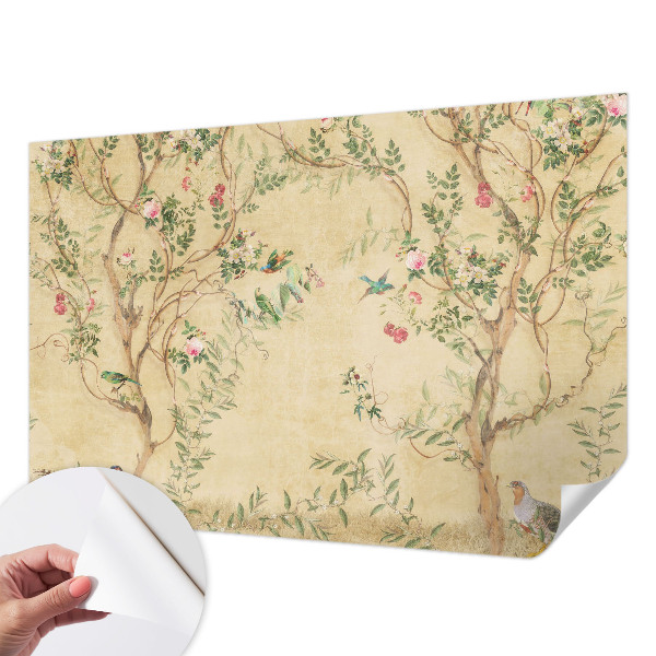 Peel and stick wall mural for kids' room with floral accents