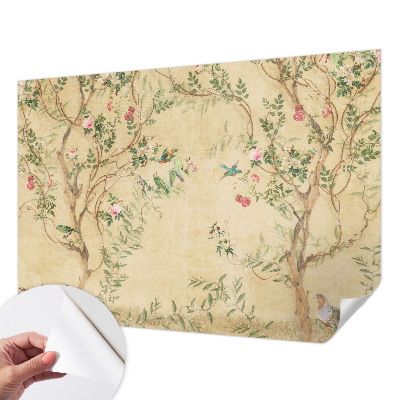 Peel and stick wall mural for kids' room with floral accents