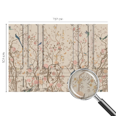 Nursery wall mural with a birds and flowers design