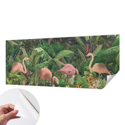 Peel and stick wall mural for bedroom with a pink flamingo design