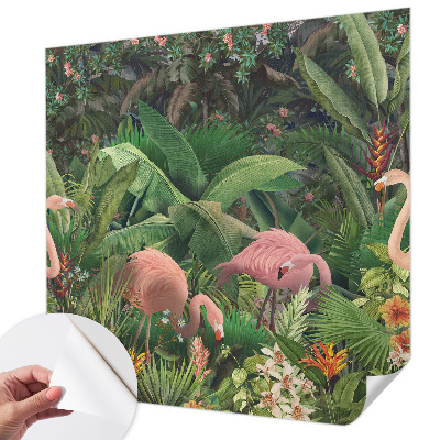 Peel and stick wall mural for bedroom with a pink flamingo design