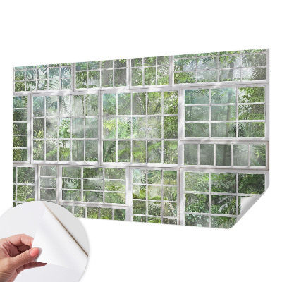 Children's wall mural with a green forest design
