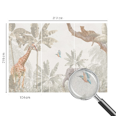 Baby room wall mural with a tropical oasis design