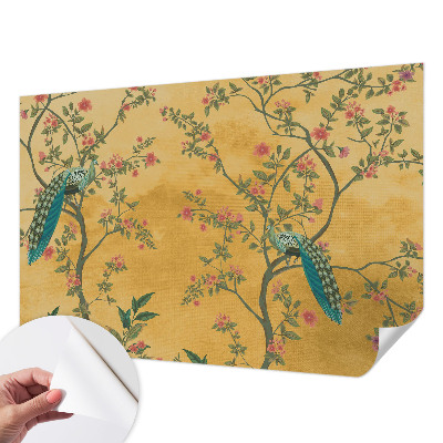 Peel and stick wall mural Peacock trees