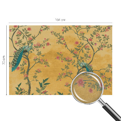 Peel and stick wall mural with a peacock tree design