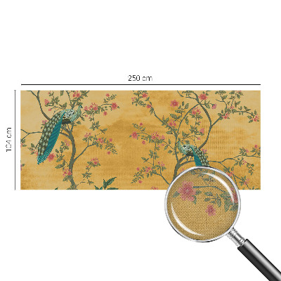 Peel and stick wall mural with a peacock tree design