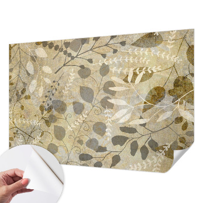 Peel and stick wallpaper mural with a twig and leaves pattern