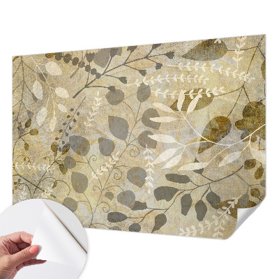 Peel and stick wallpaper mural with a twig and leaves pattern