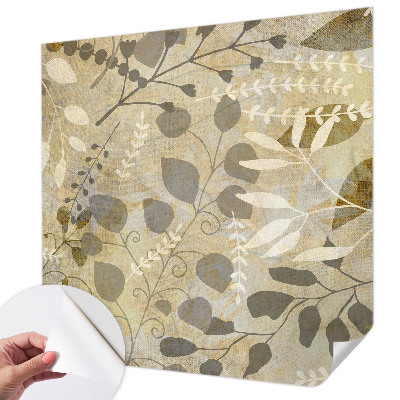 Peel and stick wallpaper mural with a twig and leaves pattern