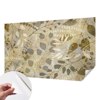 Peel and stick wallpaper mural with a twig and leaves pattern