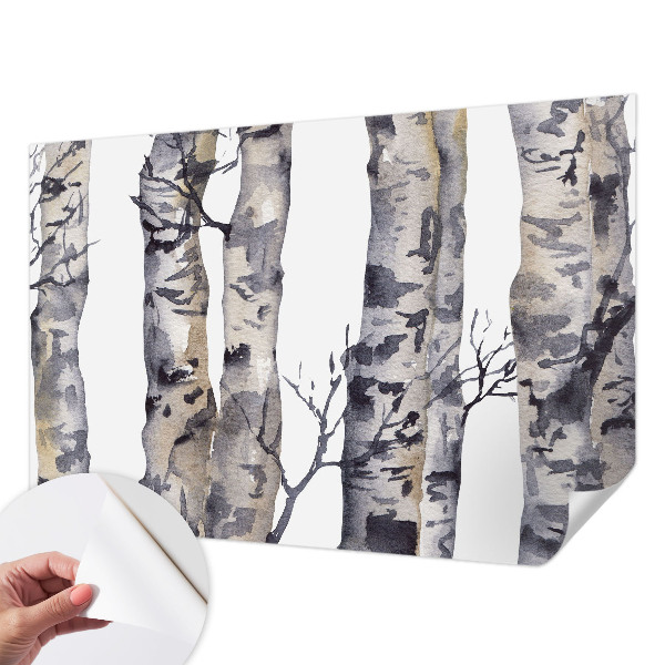 Self-adhesive wall mural featuring an aspen forest design
