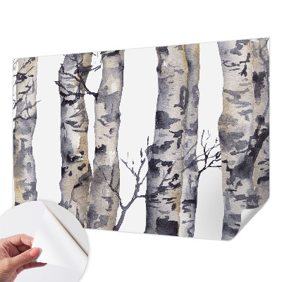 Self-adhesive wall mural featuring an aspen forest design