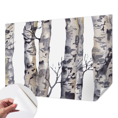 Self-adhesive wall mural featuring an aspen forest design