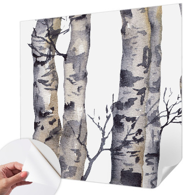Self-adhesive wall mural featuring an aspen forest design
