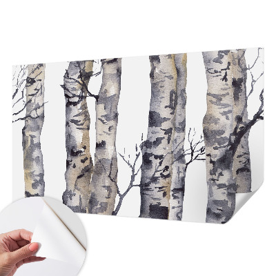 Self-adhesive wall mural featuring an aspen forest design