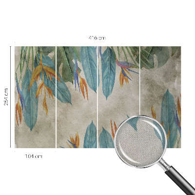 Self-adhesive photo wallpaper with a tropical flowers design
