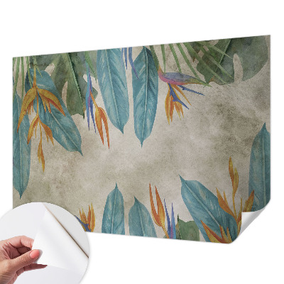 Self-adhesive photo wallpaper with a tropical flowers design