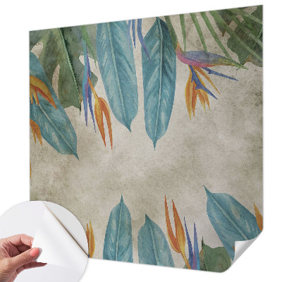 Self-adhesive photo wallpaper with a tropical flowers design