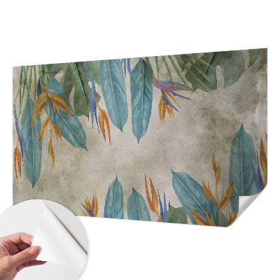 Self-adhesive photo wallpaper with a tropical flowers design