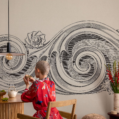 Stick-on wall mural with a plant motif