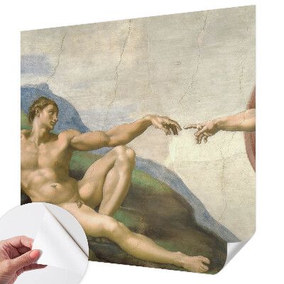 Peel and stick wall mural for living room with a spiritual contact design
