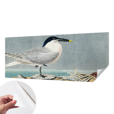Stick-on wall mural with an ornithological design featuring elegant bird illustrations