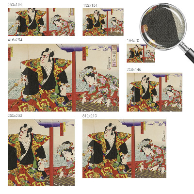 Nursery wall mural with a Japanese theater motif