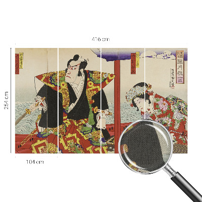 Nursery wall mural with a Japanese theater motif