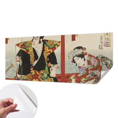 Nursery wall mural with a Japanese theater motif