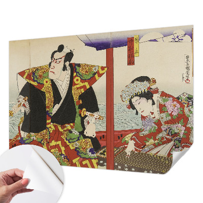 Nursery wall mural with a Japanese theater motif