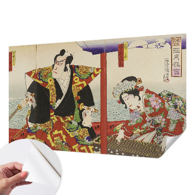 Nursery wall mural with a Japanese theater motif