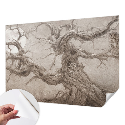 Children's wall mural with a night birds design
