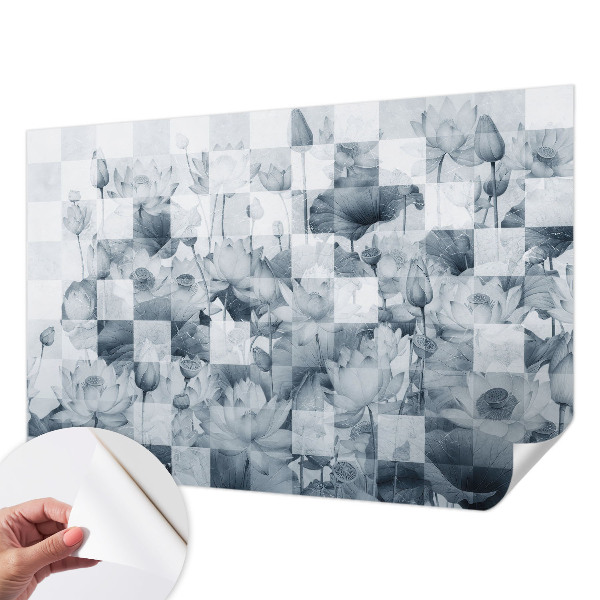 Baby room wall mural with a lotus flower motif