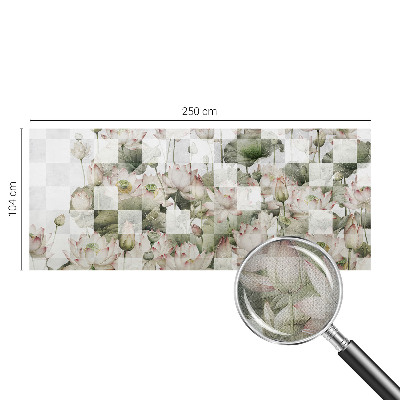 Peel and stick wall mural with lotus patterns