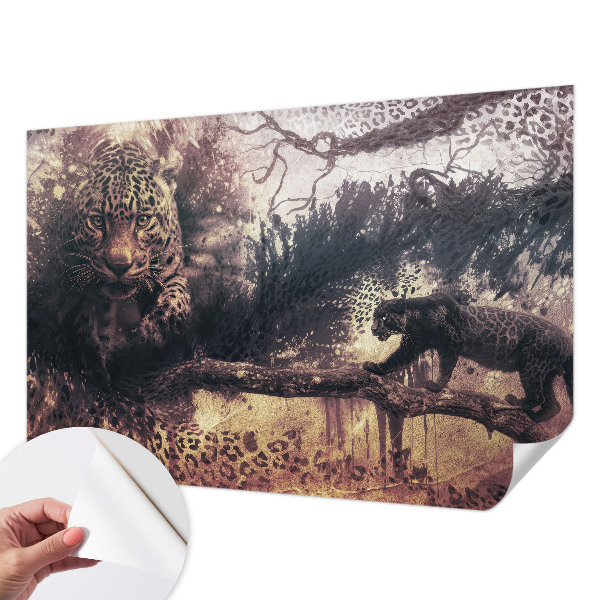 Peel and stick wallpaper mural with a forest-themed design