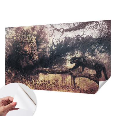 Peel and stick wallpaper mural with a forest-themed design