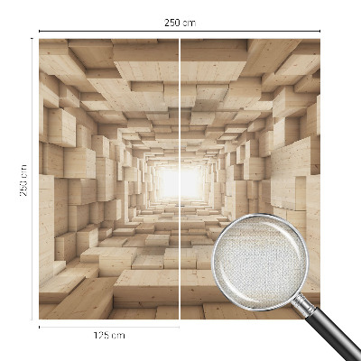 Self-adhesive photo wallpaper with a wooden tunnel motif