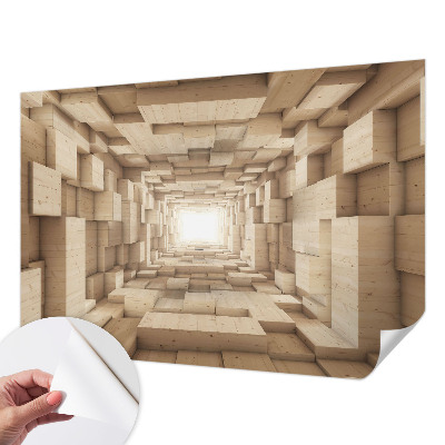 Self-adhesive photo wallpaper with a wooden tunnel motif