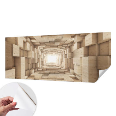 Self-adhesive photo wallpaper with a wooden tunnel motif