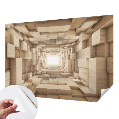 Self-adhesive photo wallpaper with a wooden tunnel motif