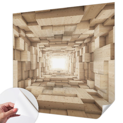 Self-adhesive photo wallpaper with a wooden tunnel motif