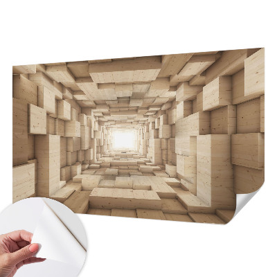 Self-adhesive photo wallpaper with a wooden tunnel motif