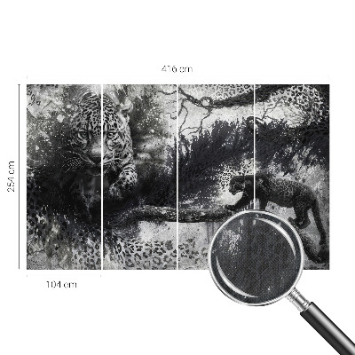 Self-adhesive wall mural with an abstract leopard pattern