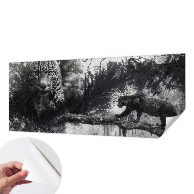 Self-adhesive wall mural with an abstract leopard pattern