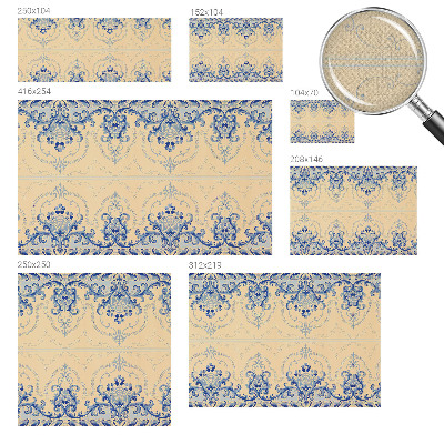 Stick-on wall mural with blue ornamental pattern