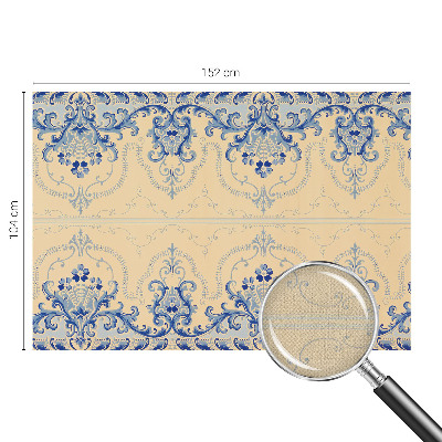 Stick-on wall mural with blue ornamental pattern