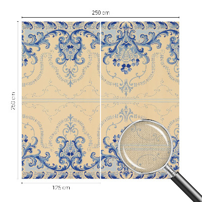 Stick-on wall mural with blue ornamental pattern